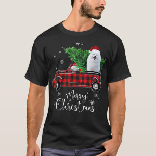 American Eskimo Red Truck Weihnachtslustiger Hund T-Shirt