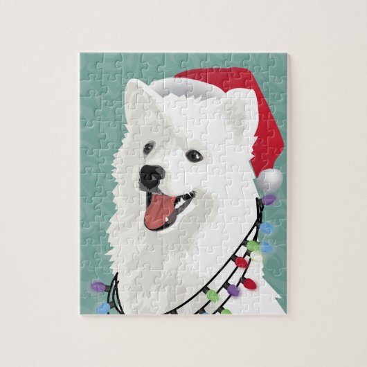 American Eskimo Samoyed Niedlich Puppy Dog Weihnac Puzzle (Vertikal)