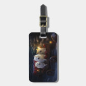 American Eskimo Snowy Sleigh Weihnachtsdekor Gepäckanhänger (Vorderseite vertikal)