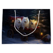 American Eskimo Snowy Sleigh Weihnachtsdekor Große Geschenktüte (Vorderseite)