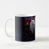 American Eskimo Snowy Sleigh Weihnachtsdekor Kaffeetasse (Links)
