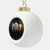 American Eskimo Snowy Sleigh Weihnachtsdekor Keramik Kugel-Ornament (Rechts)