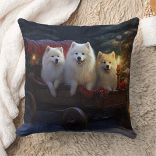 American Eskimo Snowy Sleigh Weihnachtsdekor Kissen