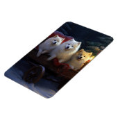 American Eskimo Snowy Sleigh Weihnachtsdekor Magnet (Linke Seite)