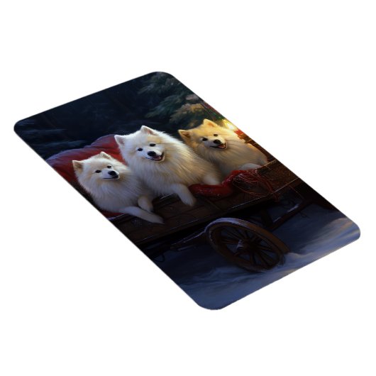 American Eskimo Snowy Sleigh Weihnachtsdekor Magnet (Rechte Seite)