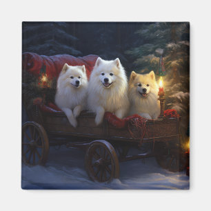 American Eskimo Snowy Sleigh Weihnachtsdekor Magnet