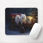 American Eskimo Snowy Sleigh Weihnachtsdekor Mousepad (Mit Mouse)