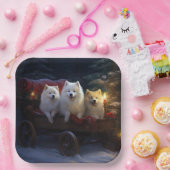 American Eskimo Snowy Sleigh Weihnachtsdekor Pappteller (Party)