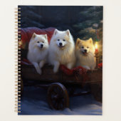 American Eskimo Snowy Sleigh Weihnachtsdekor Planer (Vorderseite)
