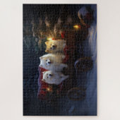 American Eskimo Snowy Sleigh Weihnachtsdekor Puzzle (Vertikal)