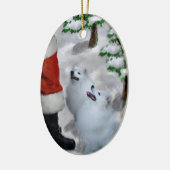 American Eskimo Weihnachtsgeschenke Keramik Ornament (Links)