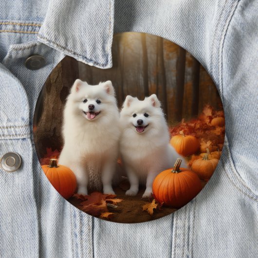 American Eskimo Welpe Autumn Delight Pumpkin Button (Beispiel)