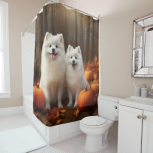 American Eskimo Welpe Autumn Delight Pumpkin Duschvorhang