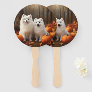 American Eskimo Welpe Autumn Delight Pumpkin Fächer