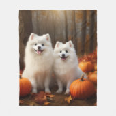 American Eskimo Welpe Autumn Delight Pumpkin Fleecedecke (Vorderseite)