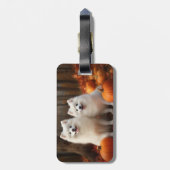 American Eskimo Welpe Autumn Delight Pumpkin Gepäckanhänger (Rückseite vertikal)