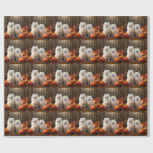 American Eskimo Welpe Autumn Delight Pumpkin Geschenkpapier (Flach)