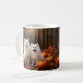 American Eskimo Welpe Autumn Delight Pumpkin Kaffeetasse (Vorderseite Links)