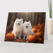 American Eskimo Welpe Autumn Delight Pumpkin Karte (Vorderseite)
