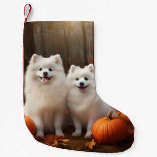 American Eskimo Welpe Autumn Delight Pumpkin Kleiner Weihnachtsstrumpf