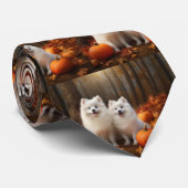 American Eskimo Welpe Autumn Delight Pumpkin Krawatte (Gerollt)