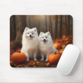 American Eskimo Welpe Autumn Delight Pumpkin Mousepad (Mit Mouse)