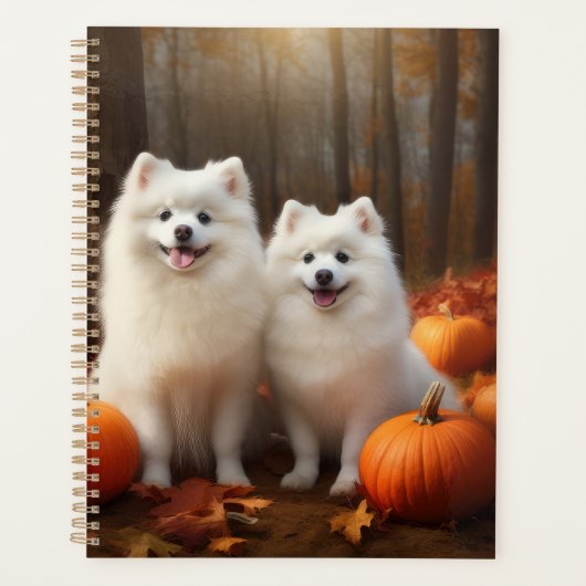 American Eskimo Welpe Autumn Delight Pumpkin Planer (Vorderseite)