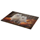 American Eskimo Welpe Autumn Delight Pumpkin Schneidebrett (Ecke)