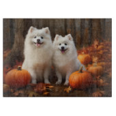 American Eskimo Welpe Autumn Delight Pumpkin Schneidebrett (Vorderseite)
