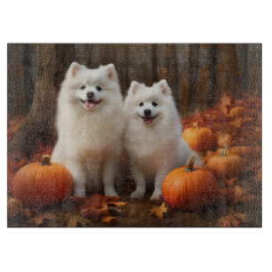 American Eskimo Welpe Autumn Delight Pumpkin Schneidebrett