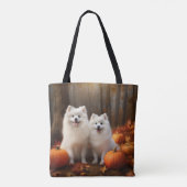 American Eskimo Welpe Autumn Delight Pumpkin Tasche (Rückseite)