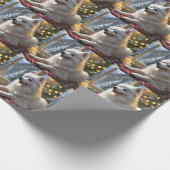 American Eskimo With Christmas Lights Holiday Geschenkpapier (Ecke)