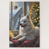 American Eskimo With Christmas Lights Holiday Puzzle (Vertikal)