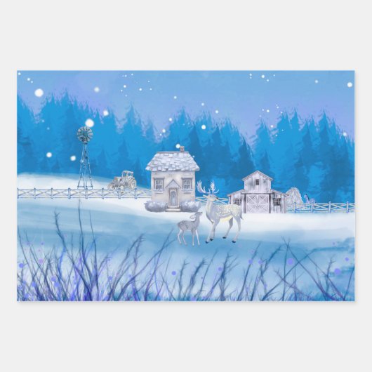 American Farm Wrapping Paper Flat Sheet Set of 3 Geschenkpapier Set (Vorderseite 3)