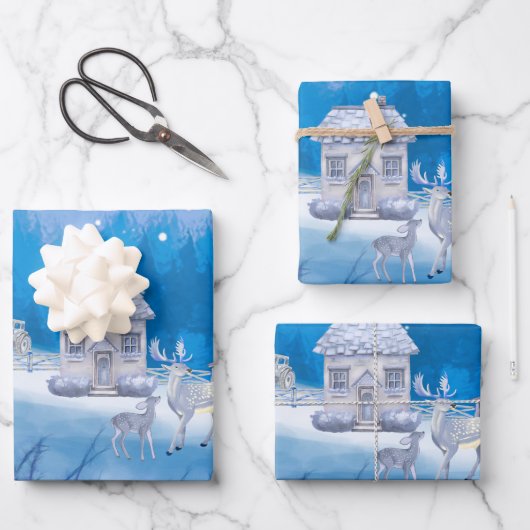 American Farm Wrapping Paper Flat Sheet Set of 3 Geschenkpapier Set (Vorderseite)