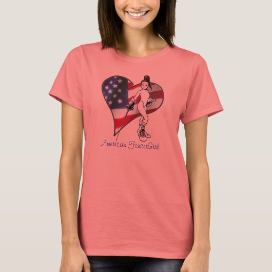 American FencerGrrl - USAHerart T-Shirt (Vorderseite)
