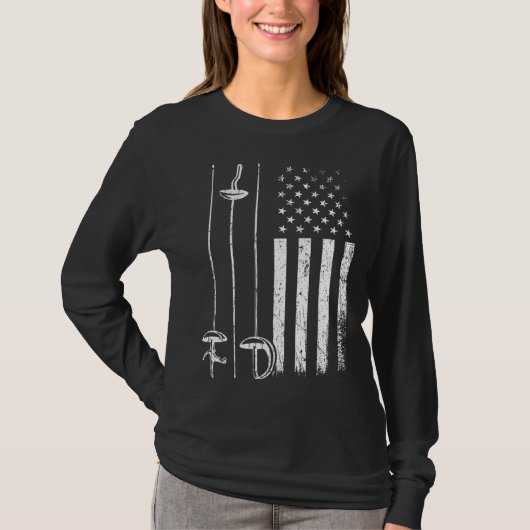 American Fencing Gear Patriotic Fencer 4th of July T-Shirt (Vorderseite)