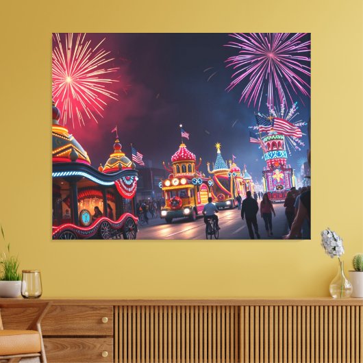 American Festival 4. Juli Feier Feuerwerk Leinwanddruck (Insitu (Wohnzimmer))