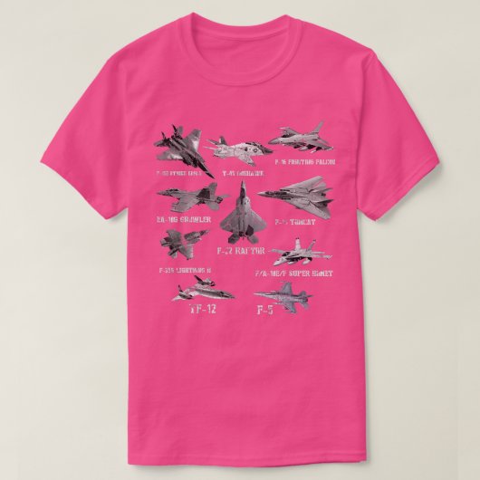 American Fighters Jets F22 Raptor F14 Comcat Flugz T-Shirt (Design vorne)