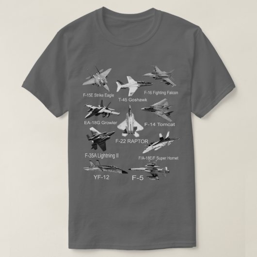 American Fighters Jets F22 Raptor F14 Comcat Flugz T-Shirt (Design vorne)