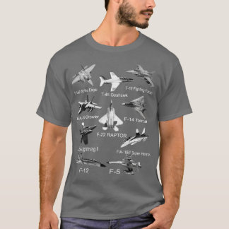 American Fighters Jets F22 Raptor F14 Comcat Flugz T-Shirt