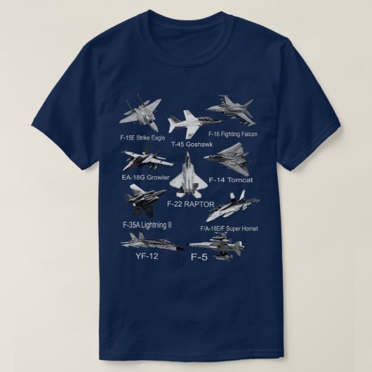 American Fighters Jets F22 Raptor F14 Tomcat Flugz T-Shirt (Design vorne)