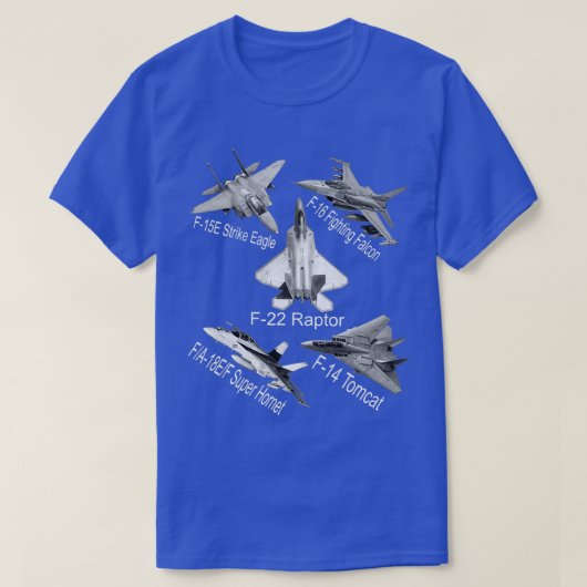 American Fighters Jets F22 Raptor F14 Tomcat Flugz T-Shirt (Design vorne)
