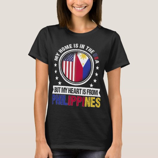 American Filipino Flag Heart Phillipines Patriot T-Shirt (Vorderseite)