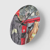 American Fire Truck Runde Wanduhr (Winkel)