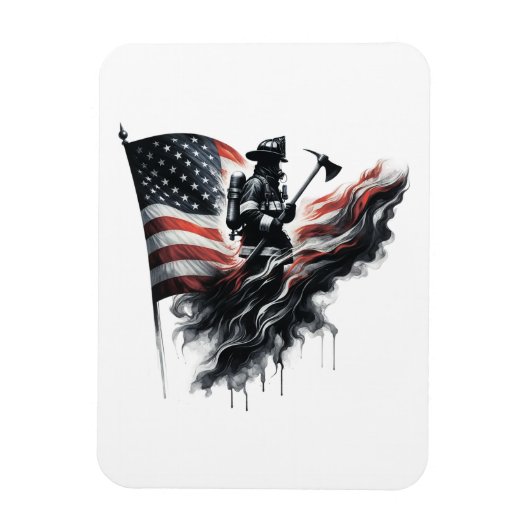 American firefighter.Flag of the United Staaten. Magnet (Vertikal)