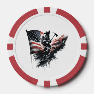 American firefighter.Flag of the United Staaten. Pokerchips