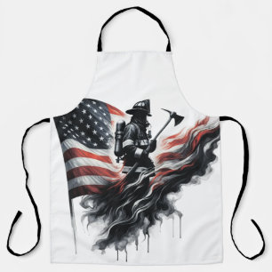 American firefighter.Flag of the United Staaten. Schürze