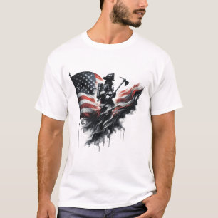 American firefighter.Flag of the United Staaten. T-Shirt