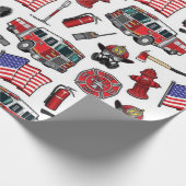 American Firefighting Pattern Geschenkpapier (Ecke)